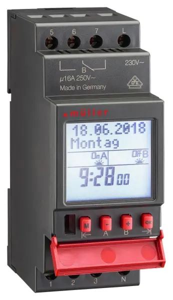 MULLER DIN Rail Digital Timer 2 Channel 230V 16A
