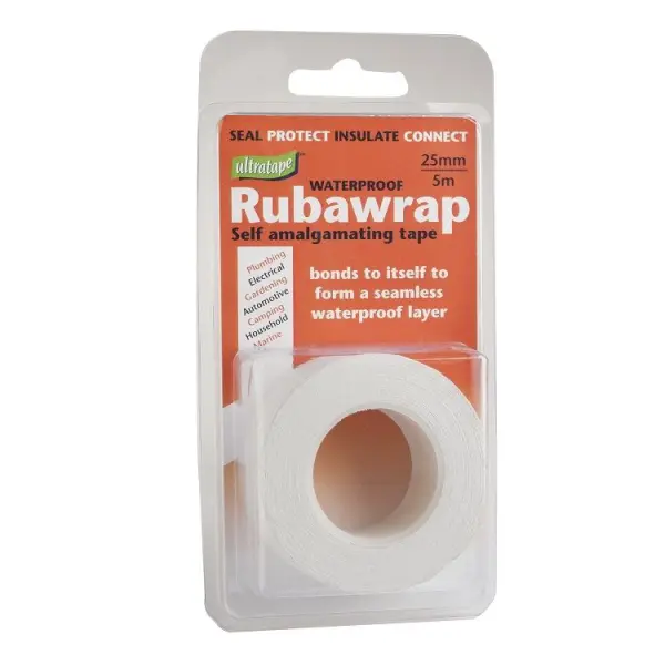 Ultratape Rubawrap Waterproof Self-Amalgamating Tape White 25mm x 5m