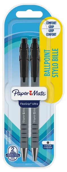 PAPERMATE FlexGrip Ultra Retractable Ballpoint Pens - Black