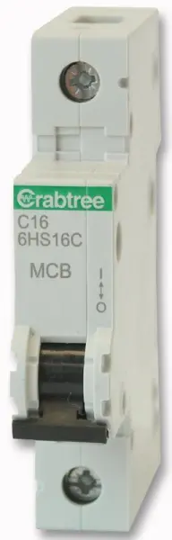 CRABTREE 16A Miniature Circuit Breaker (MCB) - C Καμπύλη, 10kA, 230V AC