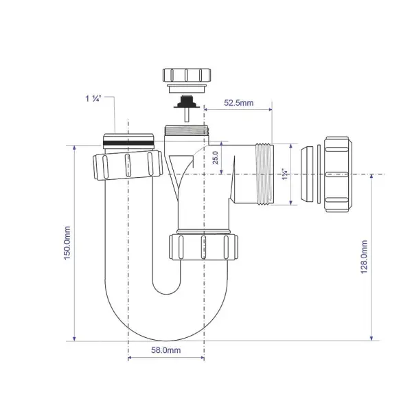McAlpine Swivel P Trap, White, 32 mm, 150 g