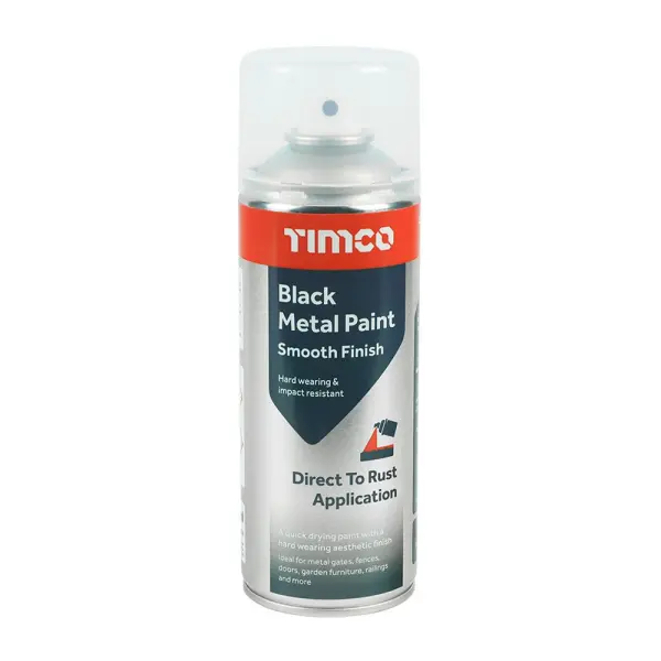 Timco Peinture Métal Noir, Finition Lisse, 380ml