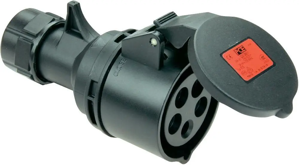 PCE - 32A，415V，電纜安裝CEE插座，3P+N+E，黑色，IP44