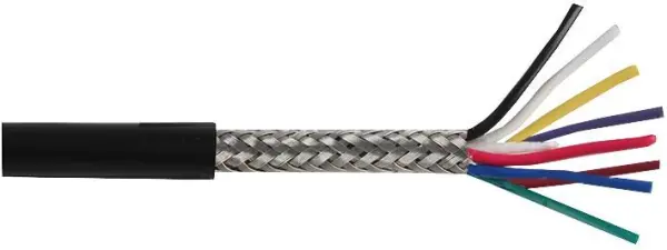 PRO ELEC 8 Core Screened Cable, 0.2mm, Black, 25m