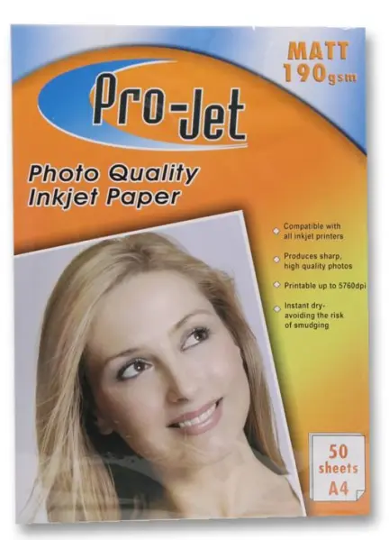 PROJET Matt Photo Paper A4 190gsm 50 Sheets
