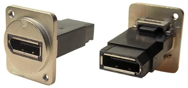 DisplayPort Feedthrough Coupler Silver Metal Panel Mount
