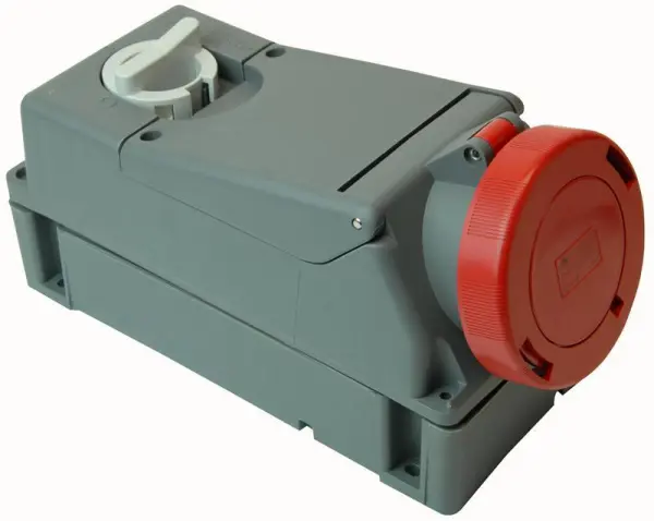 PRO ELEC - Prise CEE 32A, 415V 3P+N+E commutée, Rouge, IP44