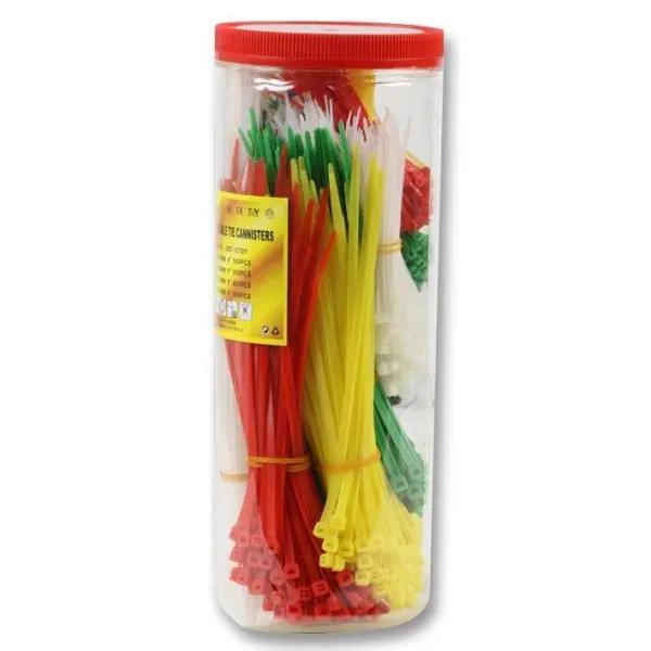 PRO POWER Assorted Cable Ties, Nylon, Canister Pack of 250