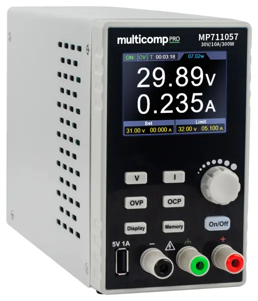 Multicomp Pro Programmable DC Bench Power Supply, 30V 10A 300W