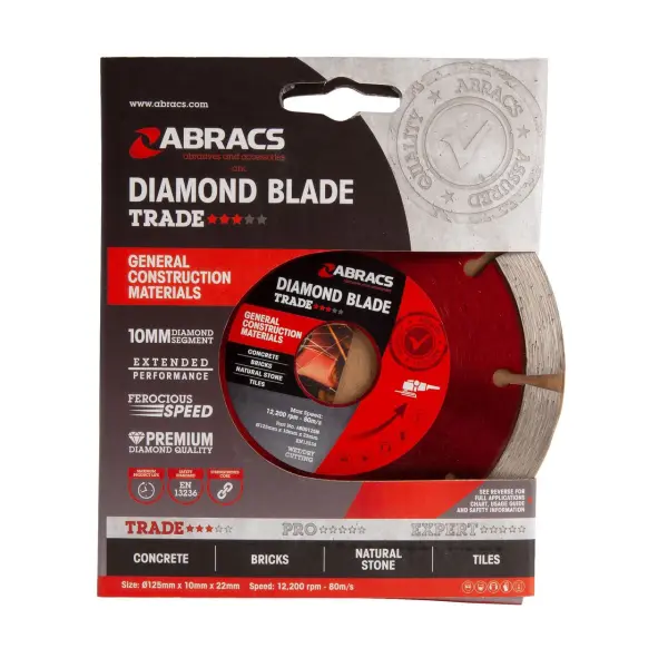 Abracs ABDD125M Trade Diamond Blade 125mm x 10mm x 22mm