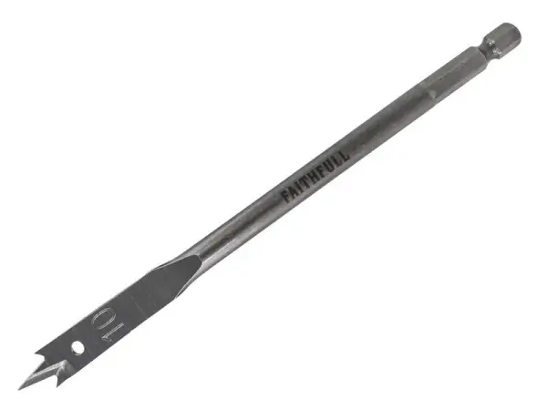 Faithfull Flat Bit 10mm, Carbon Steel, Hex Shank