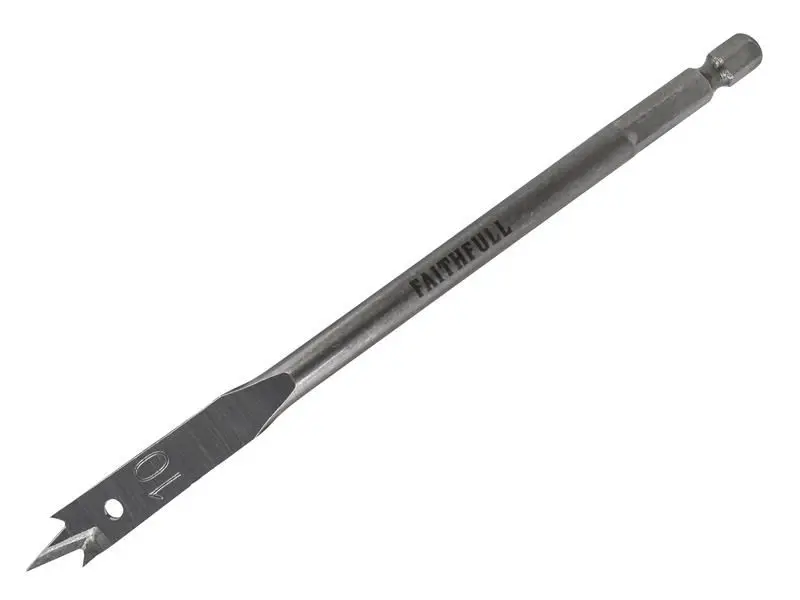 Faithfull Flat Bit 10mm, Carbon Steel, Hex Shank