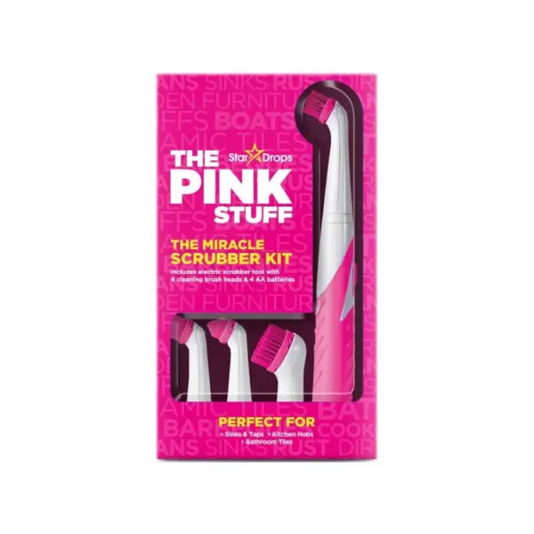 The Pink Stuff Miracle Scrubber Kit with 4 Brush Heads, Blue, 375 g