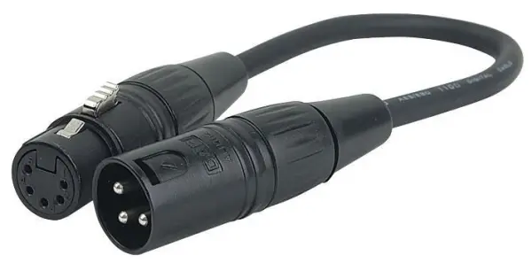 SHOWTEC 3-Pin to 5-Pin XLR DMX Adaptor Lead, 0.25m