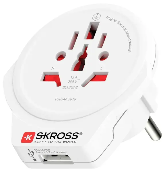 SKROSS World to Europe USB Travel Adaptor, 1x USB A
