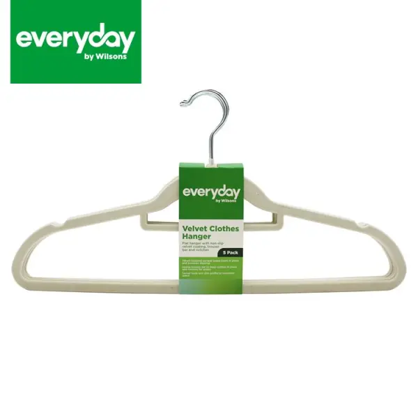 Everyday by Wilsons Velvet Kleiderbügel Elfenbein, 5er-Pack
