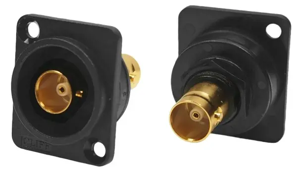 CLIFF Conector BNC Panel 75 Ohm Macho-Macho, 12GHz, Dorado
