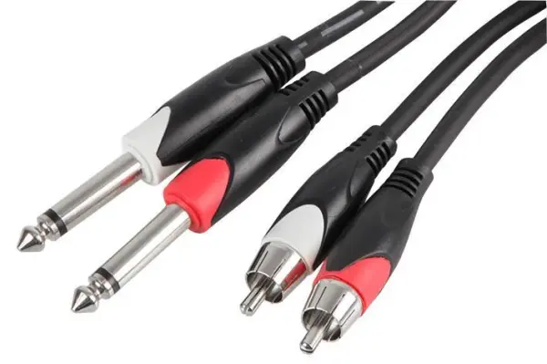 PULSE Cavo Stereo 2x RCA a 2x 6.35mm, 2m Nero