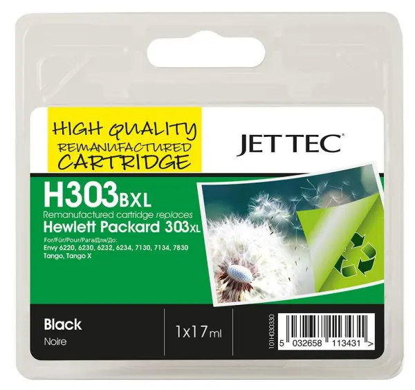 JET TEC Remanufactured Black Ink Cartridge for HP 303XL
