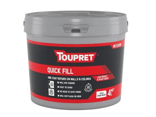 Toupret Quick Fill - Enduit de rebouchage intérieur rapide, 4 litres