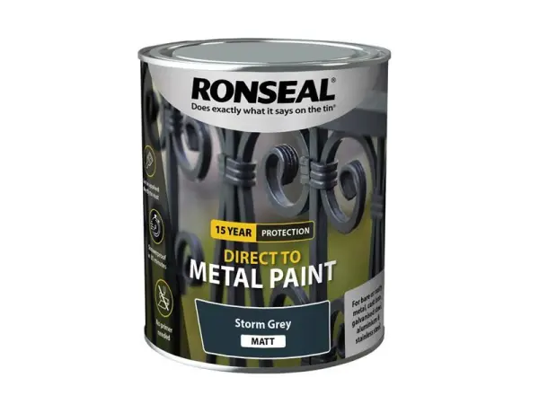 Ronseal - Peinture Direct Métal Gris Tempête Mat, 750ml