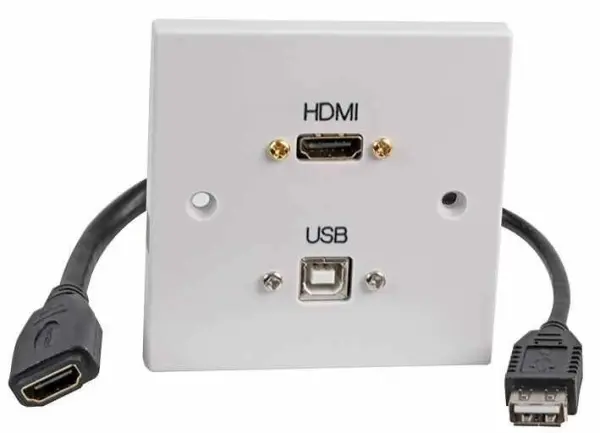 HiLo PRO SIGNAL 1連 AV壁プレート HDMI & USB-Bメス フライリード付き