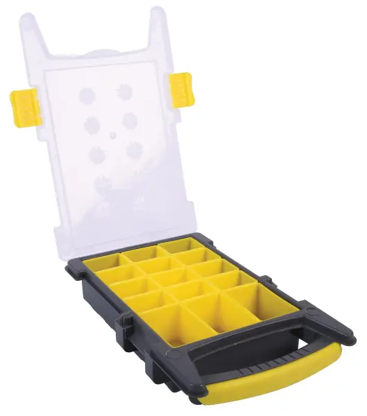Duratool 15 Compartment Organiser Case Grey/Yellow 62x338x210mm
