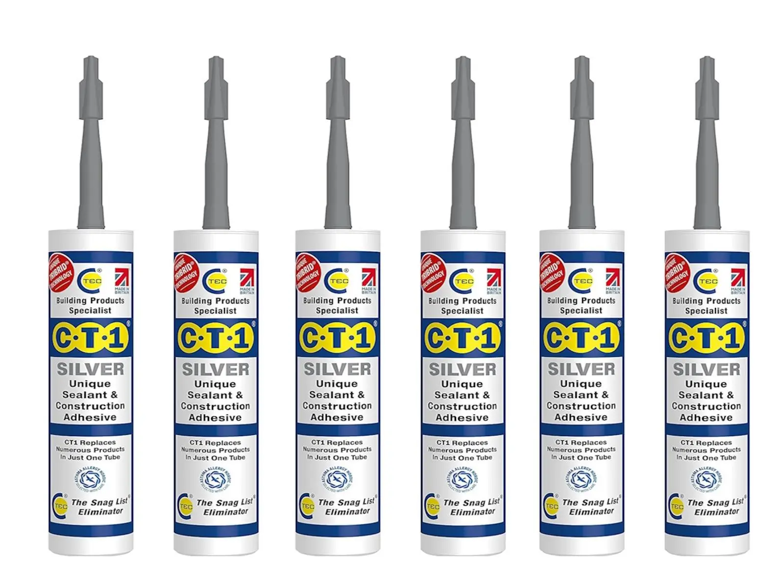 CT1 Silver Building Sealant & Adhesive with TRIBRID Technology (Pack of 6)