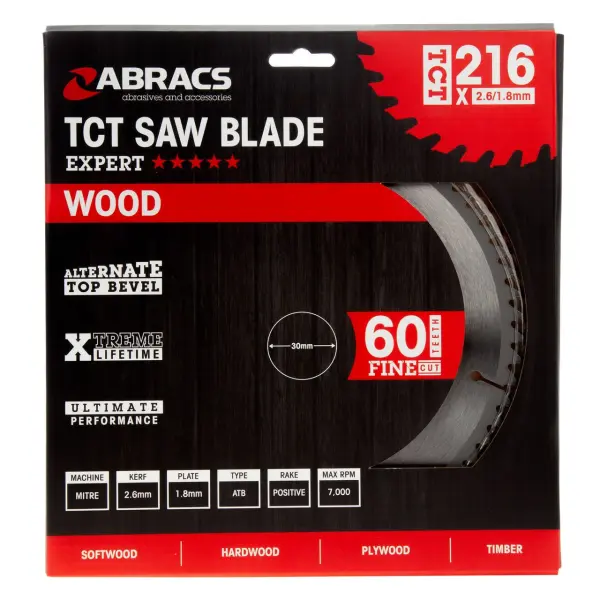 Abracs TCT21660 Circular Saw Blade for Wood, 216 x 30mm, 60 Teeth