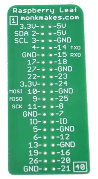 MONKMAKES Raspberry Leaf GPIO Template with Barcode