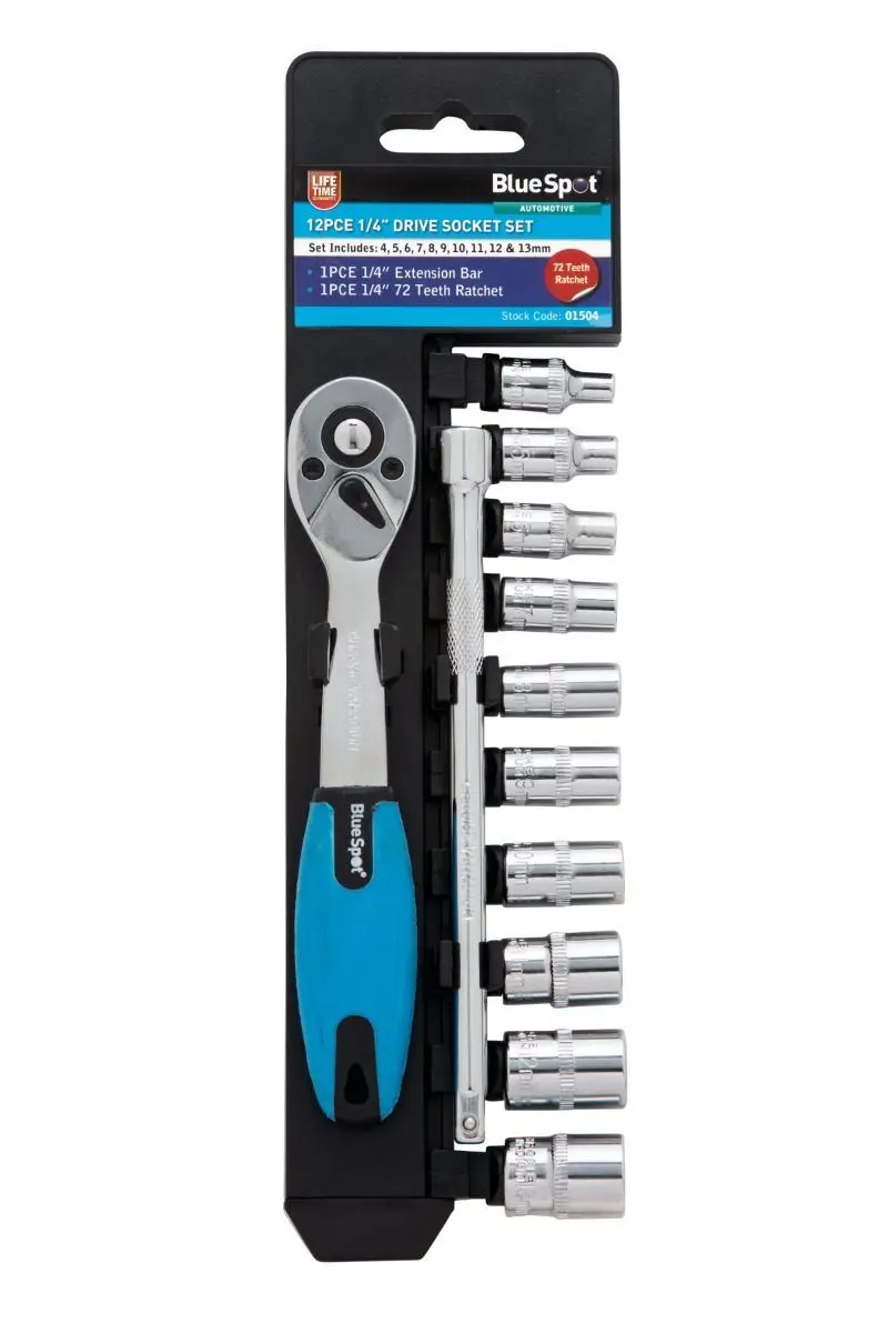 Blue Spot Tools - Set Soket & Ratchet 1/4” 12 Keping