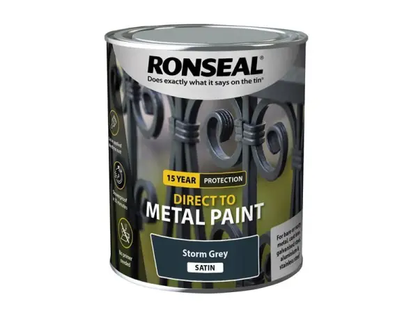 Peinture Directe sur Métal Ronseal, Satin Gris Storm, 750 ml