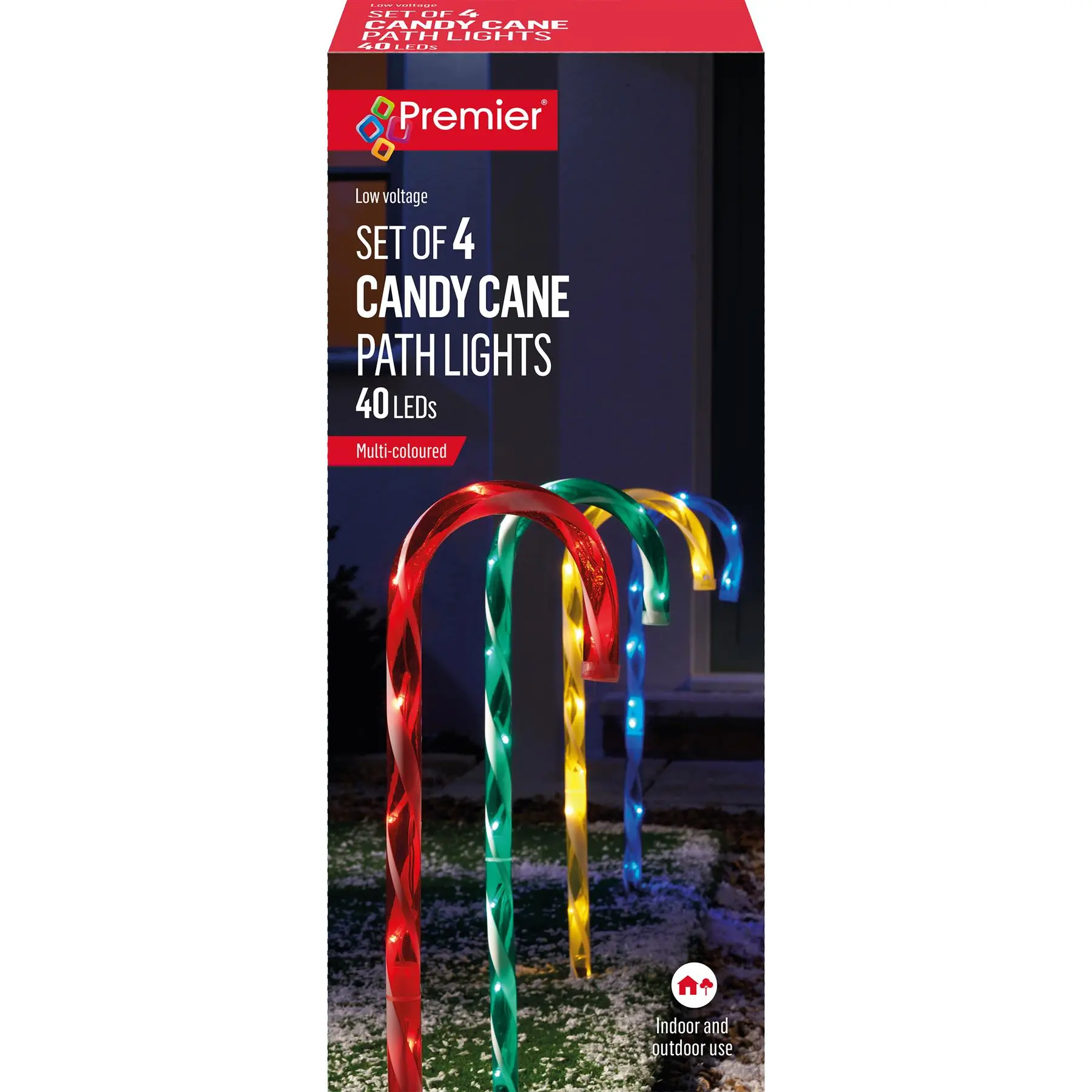 Premier - 4-teiliger 62 cm Zuckerstangen-Pfadleuchte mit 40 Multi-Color LEDs