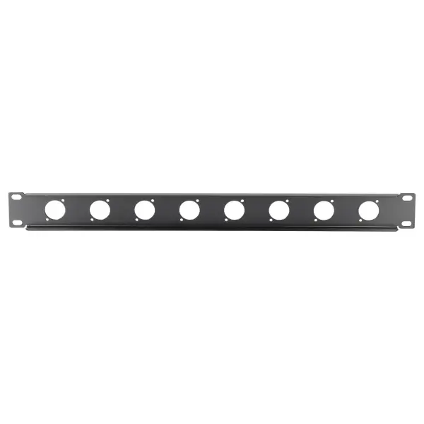 Pulse 19” 1U Rack Panel with 8x D Type XLR Connector Holes