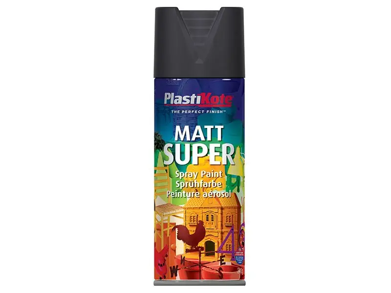 PlastiKote Matt Super Spray Paint Black 400ml