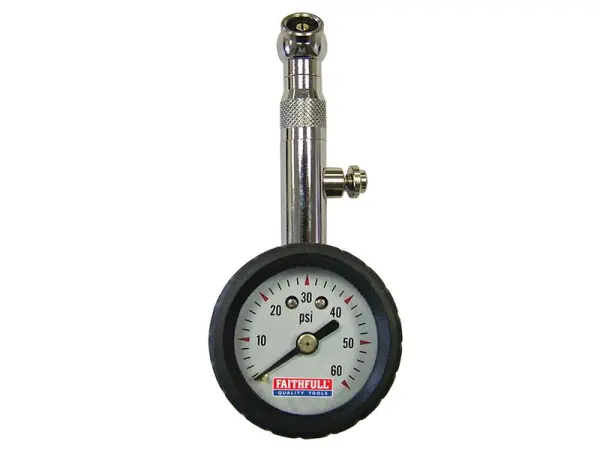 Faithfull Tyre Pressure Dial Gauge, 60 PSI