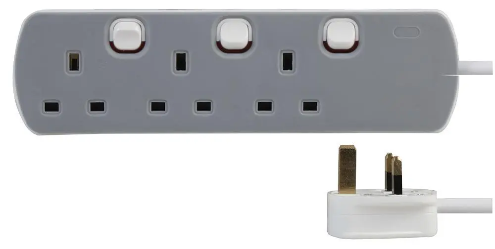 PRO ELEC Regleta de 3 Salidas, 13A, 1m, Enchufes UK