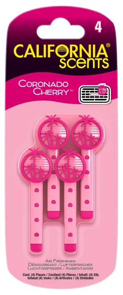 California Scents Coronado Cherry Car Air Freshener Vent Sticks Pack of 4