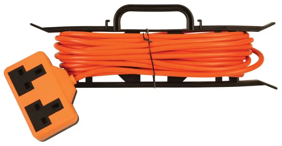 PRO ELEC Rubber Mains Extension Lead, 2 Gang, 13A, 10m, Orange