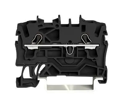 WAGO 2-Conductor Through Terminal Block, Push-In Cage Clamp, 35mm DIN Rail, 800 - Black