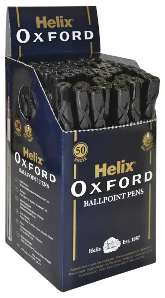 HELIX Oxford Ballpoint Pens, 50 Pack - Black