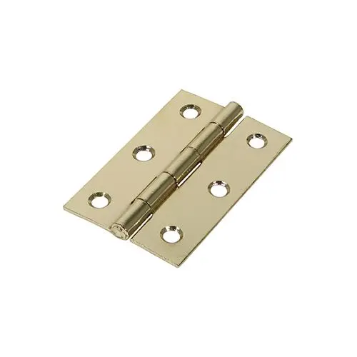 Timco Butt Hinge - Fixed Pin, Steel, Electro Brass, 75x50mm (2 Pack)