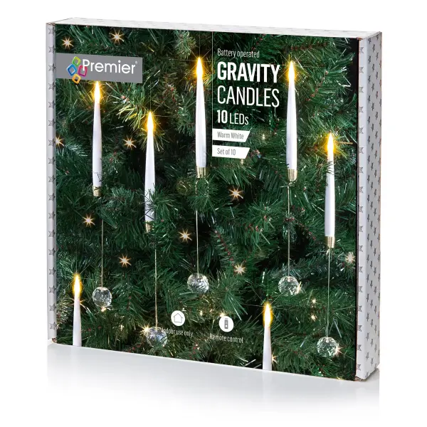 Ensemble de 10 bougies LED Gravity de 31 cm Premier avec télécommande