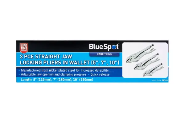 Blue Spot Tools - Set Tang Kunci Rahang Lurus 3 Keping (5'', 7'', 10'')