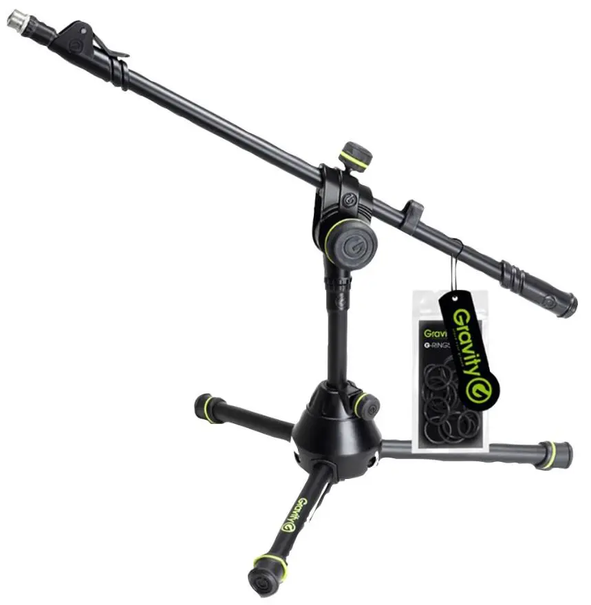 GRAVITY מעמד מיקרופון קצר כבד עם בסיס משולש מתקפל, 32 ס״מ