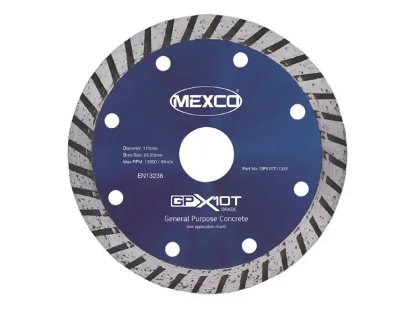 MEXCO GP Concrete Turbo Diamond Blade - 115 x 22mm