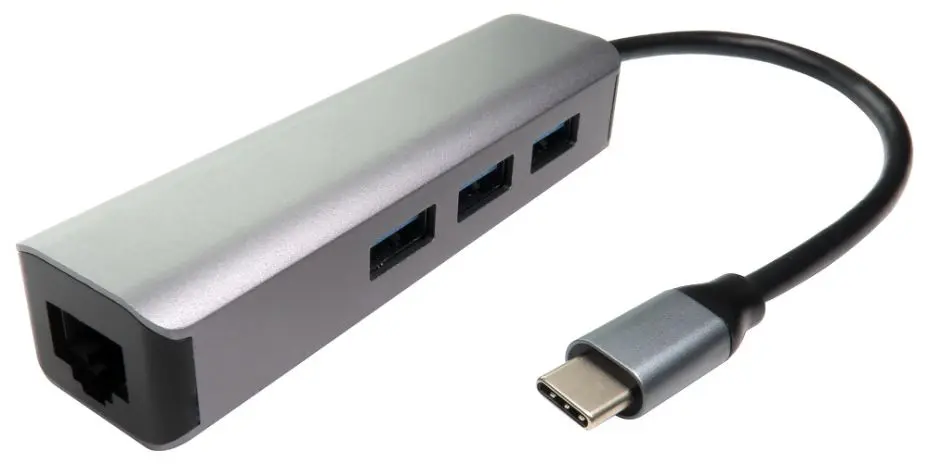 NEWLINK - Hab USB-C ke 3 Port USB 3.0 dengan Ethernet Gigabit
