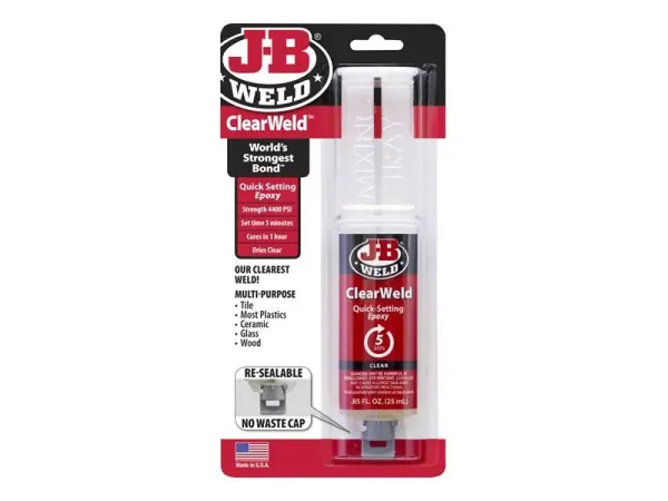 J-B Weld ClearWeld Epoxy Syringe 25ml, Quick-Set, Clear Bond