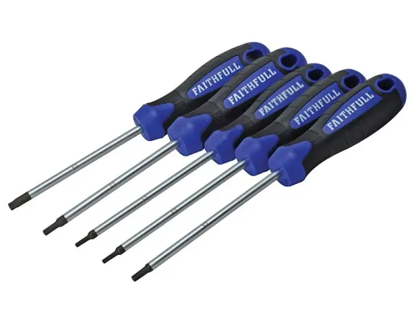 Faithfull Juego de Destornilladores Torx, 5 Unidades, Acero S2