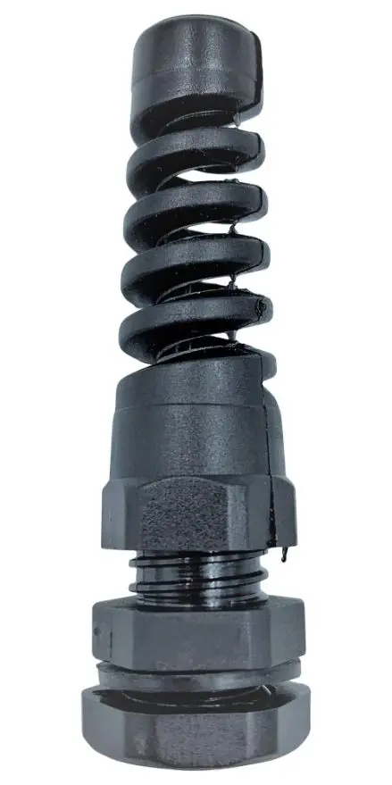 PRO ELEC M12 Nylon Spiral Cable Gland, 3-6.5mm, IP68, Black